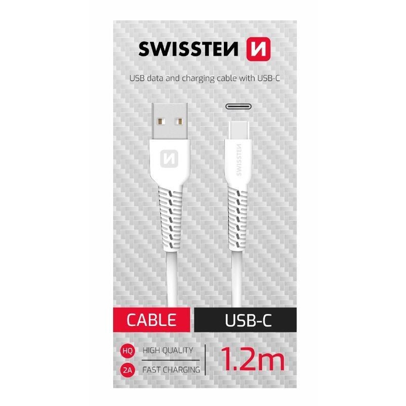Swissten datový kabel USB/Typ-C 1,2 m - bílý