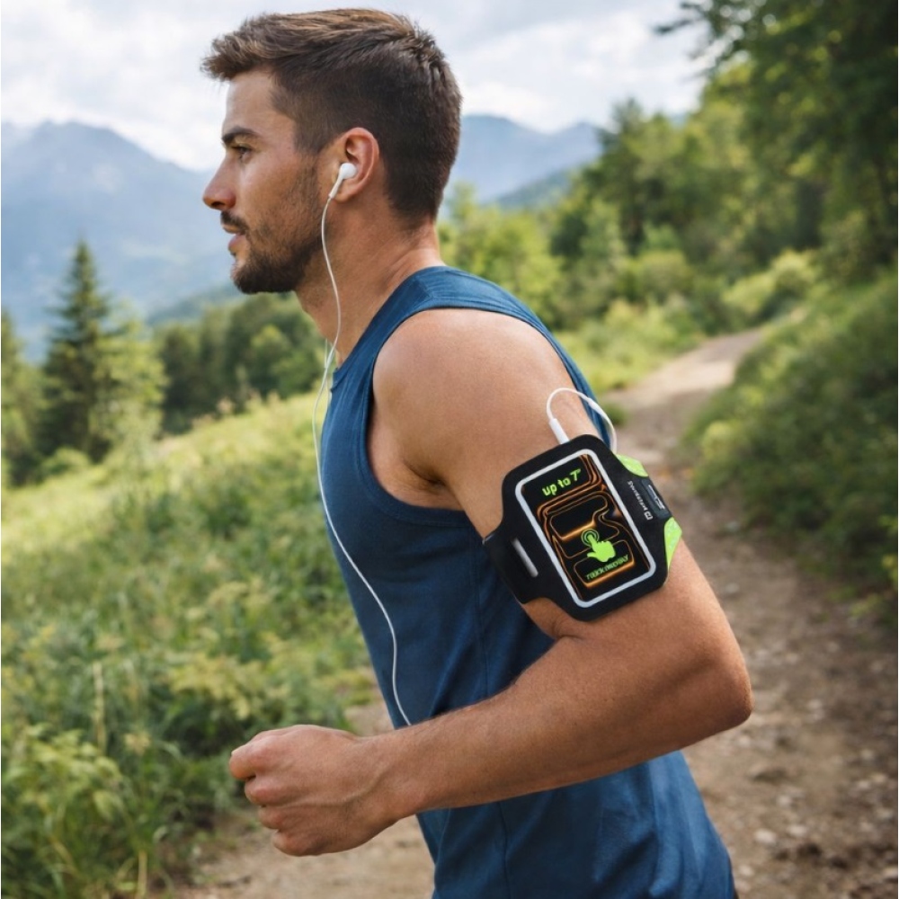 Swissten fitness pouzdro na ruku Arm Band do 7 palců - černé/zelené