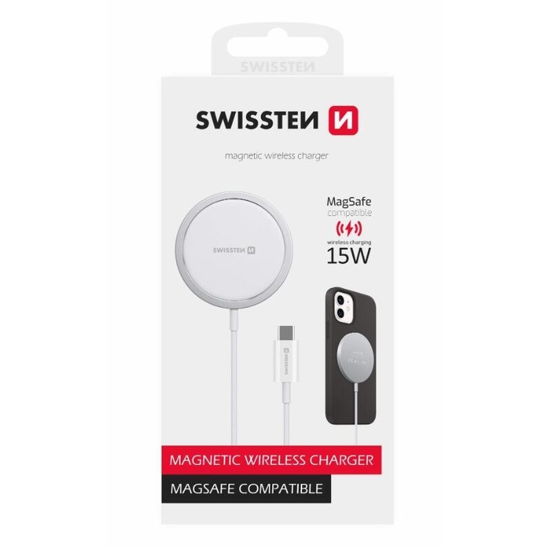 Swissten MagStick bezdrátová wireless nabíječka pro Apple iPhone (kompatibilní s MagSafe)