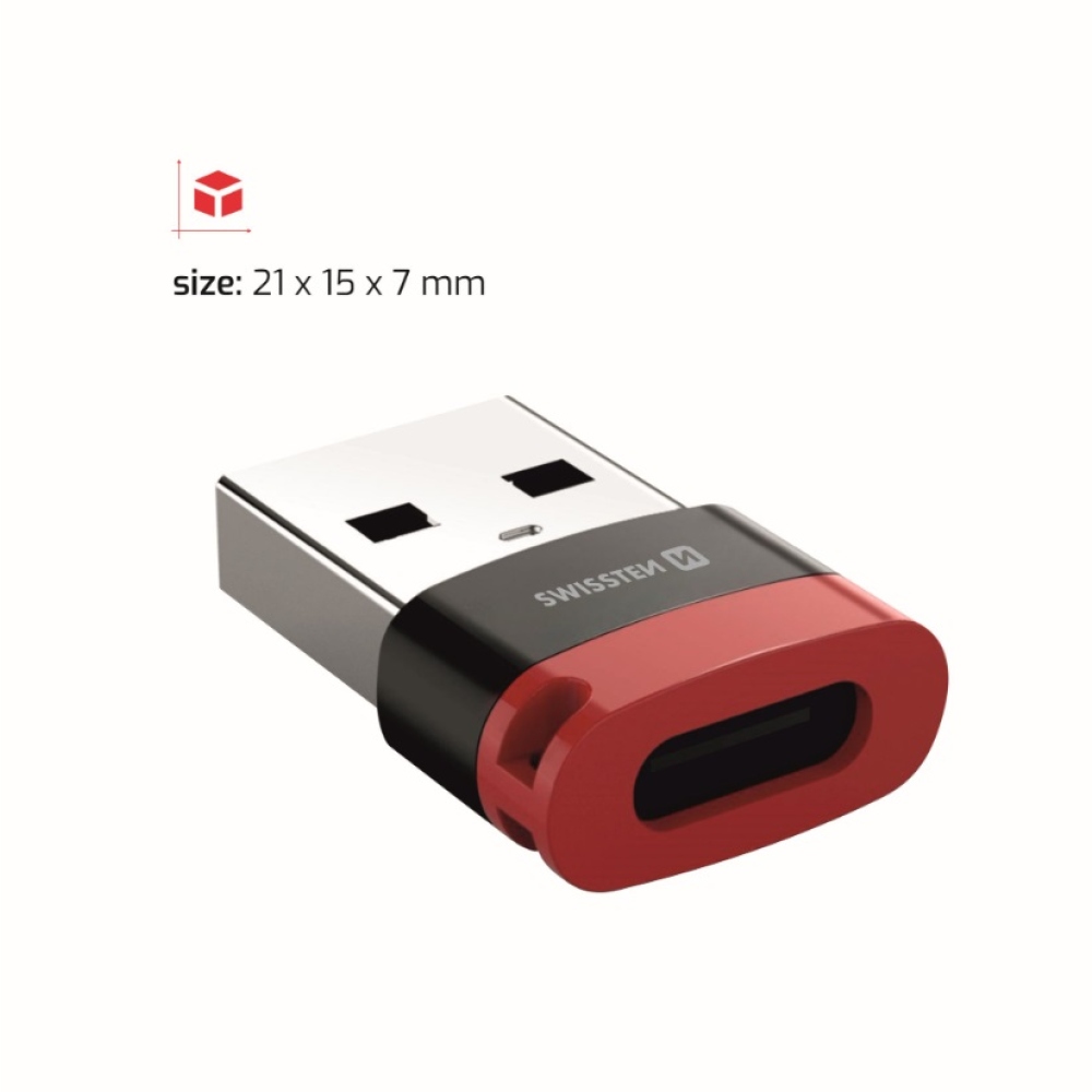 SWISSTEN nabíjecí adaptér s blokací dat DataGUARD USB-A (samec)/USB-C (samice) - černý