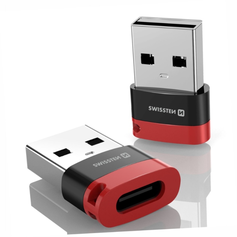 SWISSTEN nabíjecí adaptér s blokací dat DataGUARD USB-A (samec)/USB-C (samice) - černý