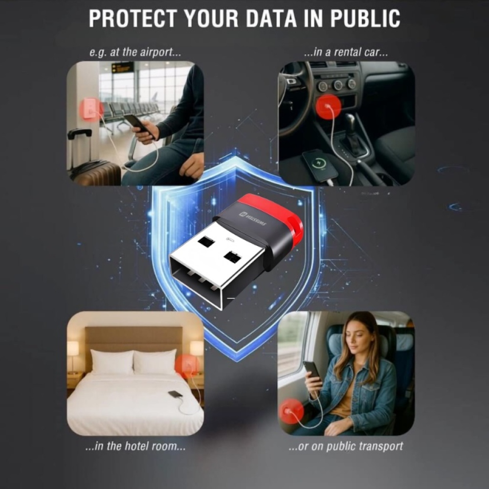 SWISSTEN nabíjecí adaptér s blokací dat DataGUARD USB-A (samec)/USB-C (samice) - černý