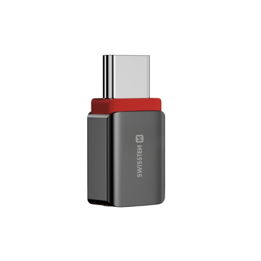 SWISSTEN nabíjecí adaptér s blokací dat DataGUARD USB-C (samec)/USB-C (samice) - černý