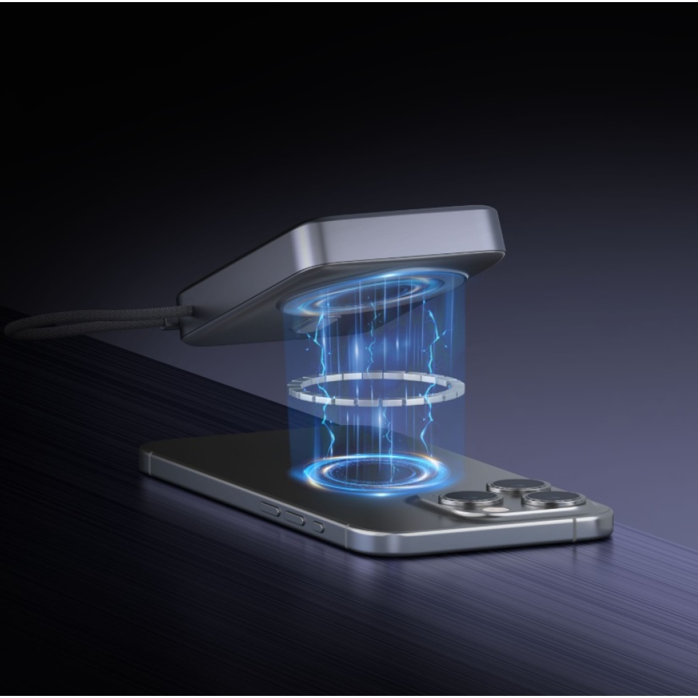 Swissten powerbanka MagSafe Qi2 15 W, 10000 mAh s integrovaným kabelem USB-C - černá