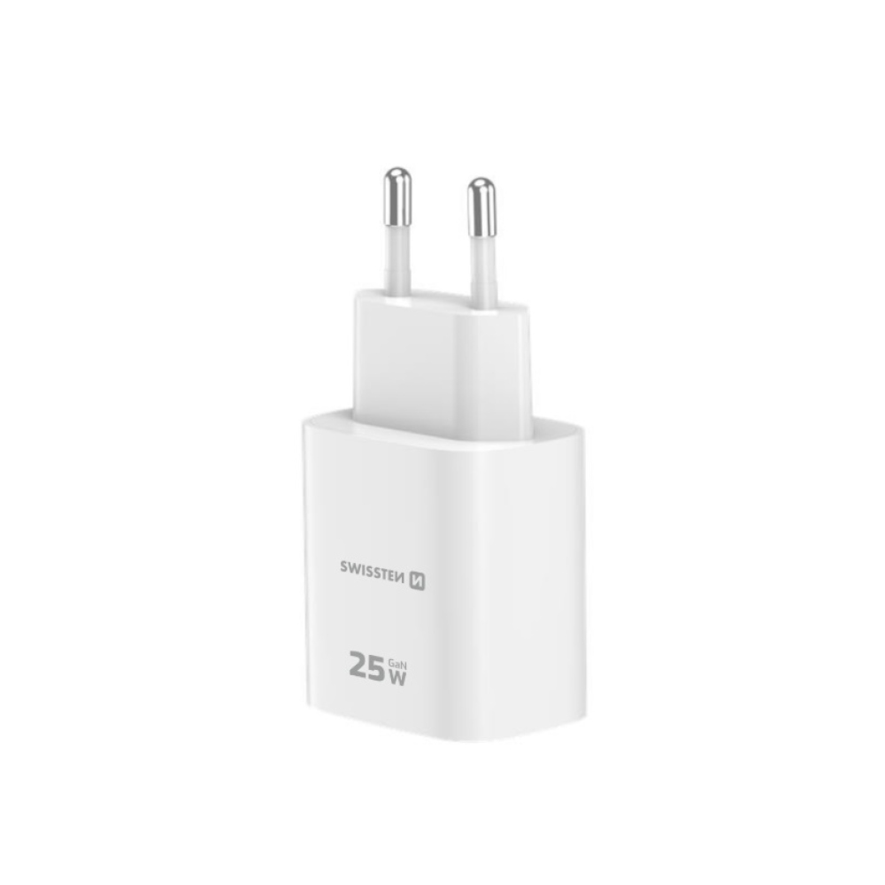 SWISSTEN síťový adaptér edge 1x USB-C PD 25W + 1x USB-A 18W QC - bílý