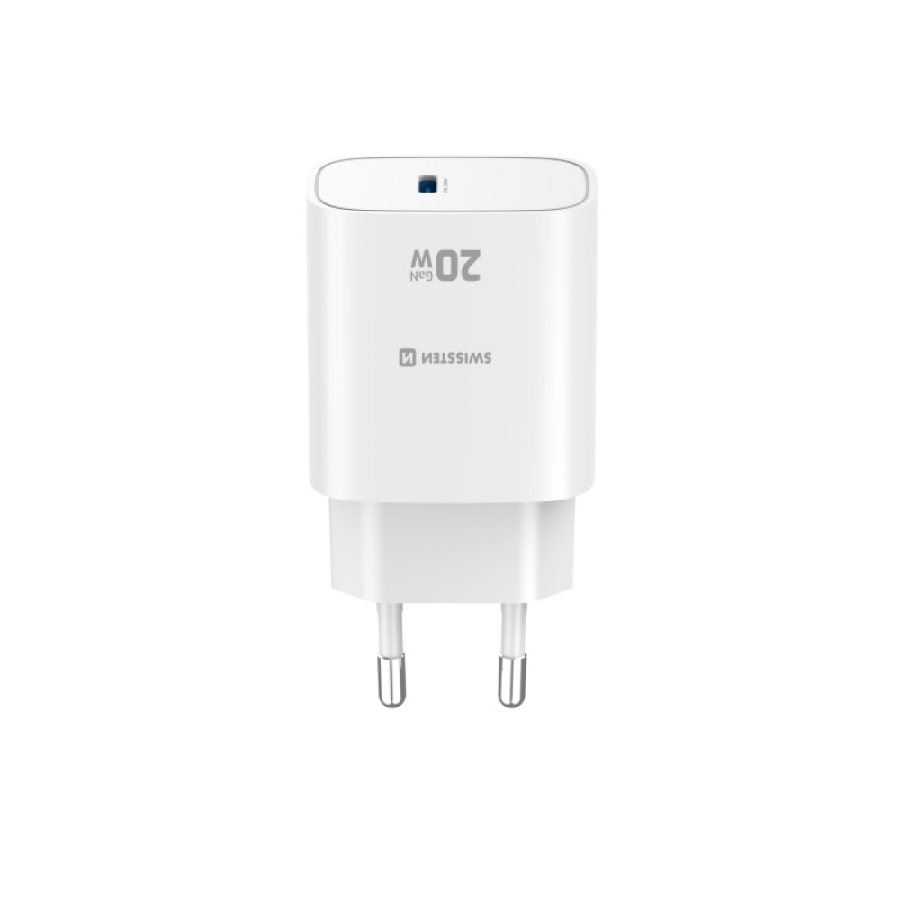 SWISSTEN síťový adaptér edge GaN 1x USB-C PD 20W - bílý