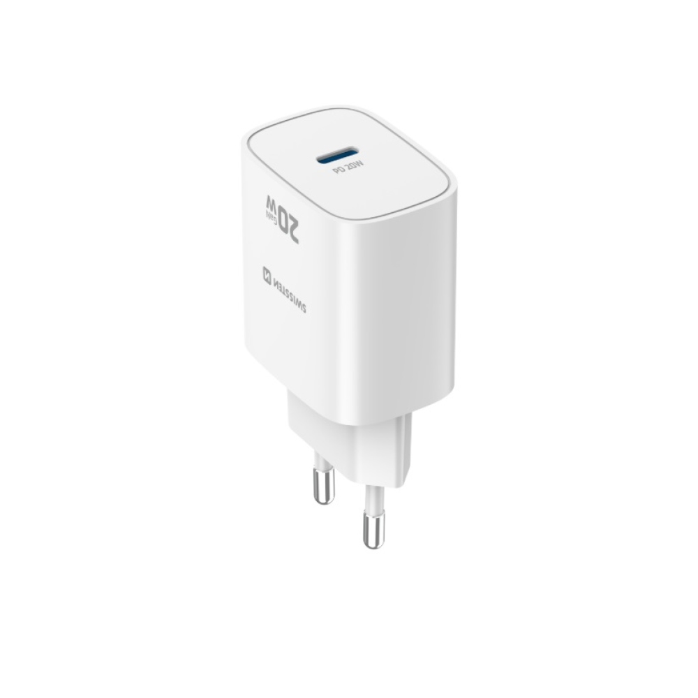 SWISSTEN síťový adaptér edge GaN 1x USB-C PD 20W - bílý