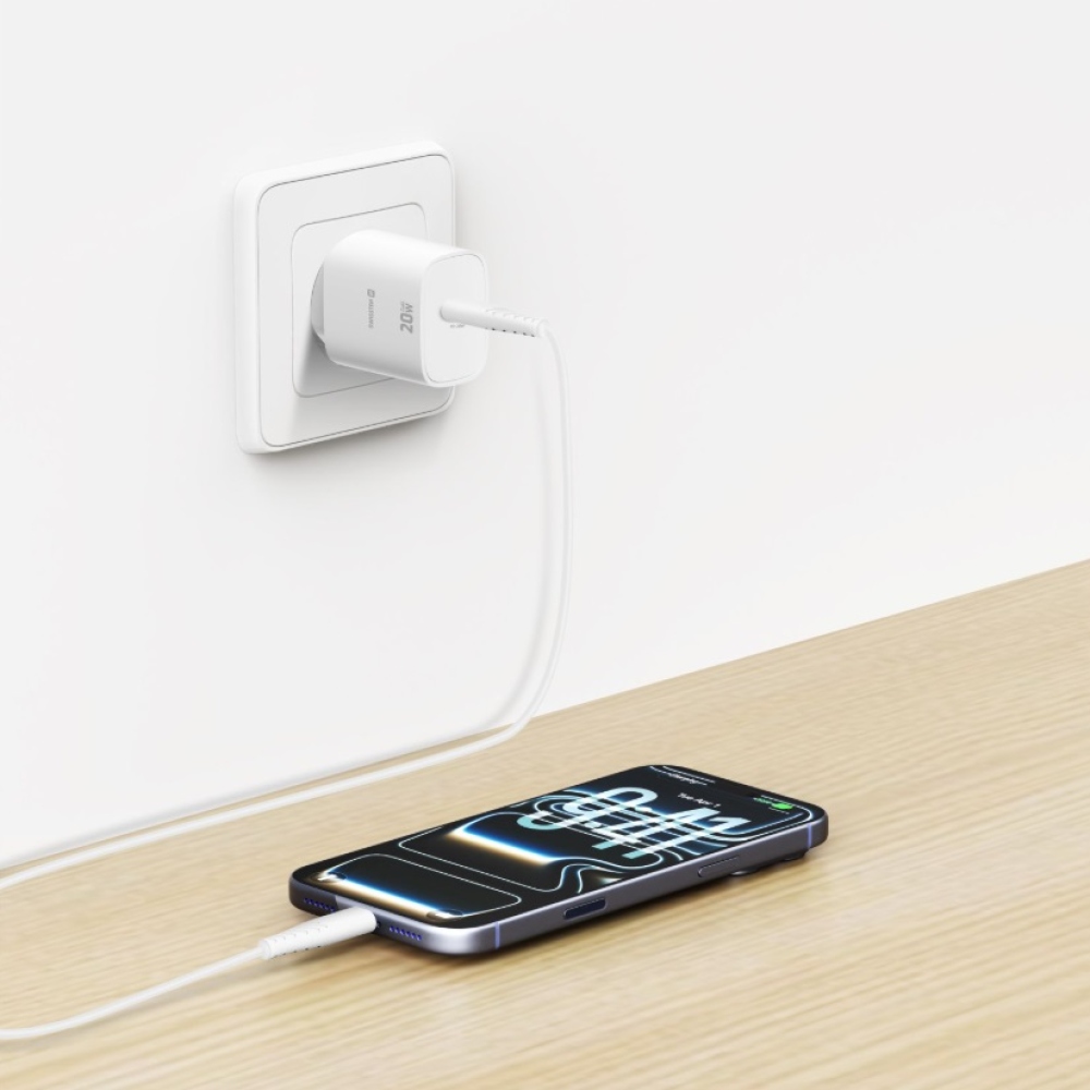 SWISSTEN síťový adaptér edge GaN 1x USB-C PD 20W - bílý
