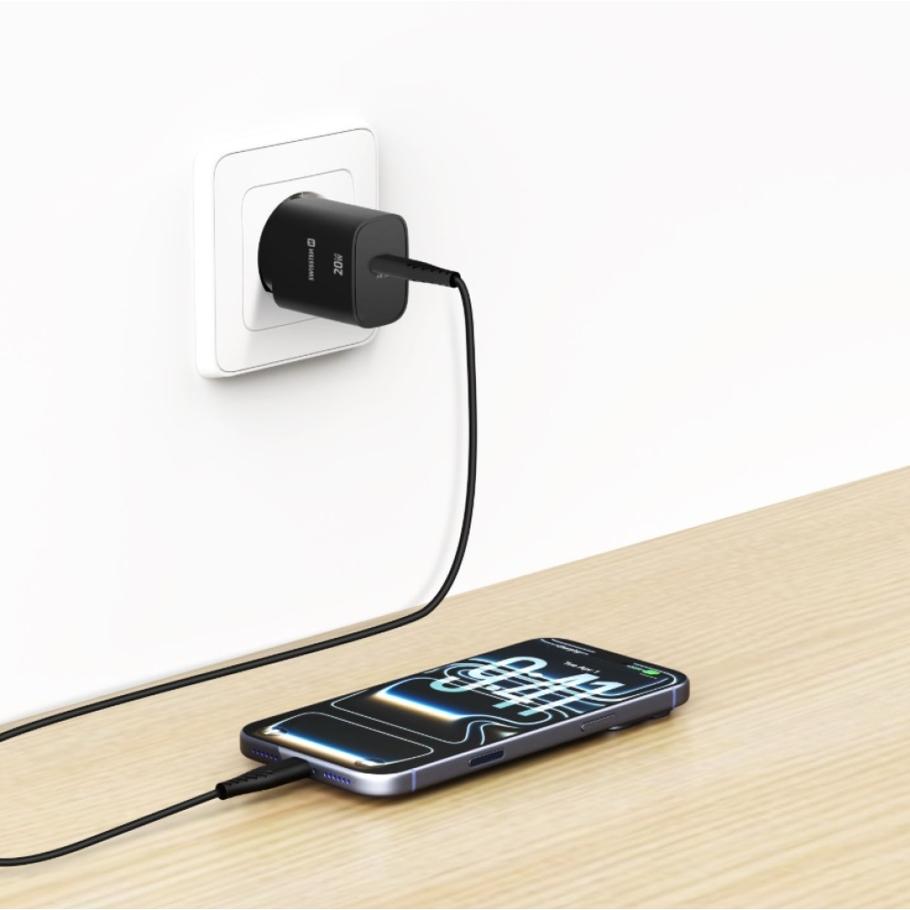 SWISSTEN síťový adaptér edge GaN 1x USB-C PD 20W - černý