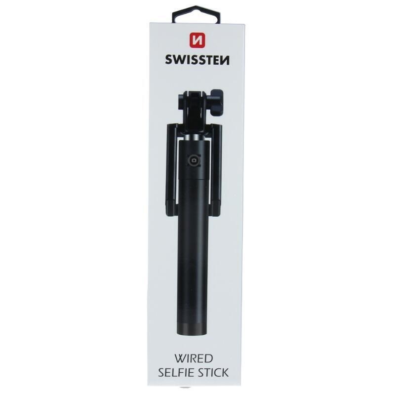 Swissten Wired selfie tyč - černá