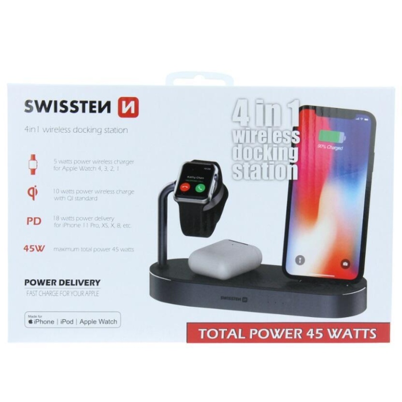 Swissten Wireless bezdrátová nabíječka 4v1 Mfi