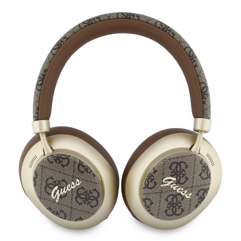 Guess PU 4G Gold Script Metal Logo ENC Bezdrátová Sluchátka Brown