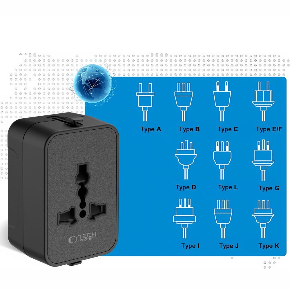 Tech-Protect TA300 univerzální cestovní adaptér EU / UK / US / AU