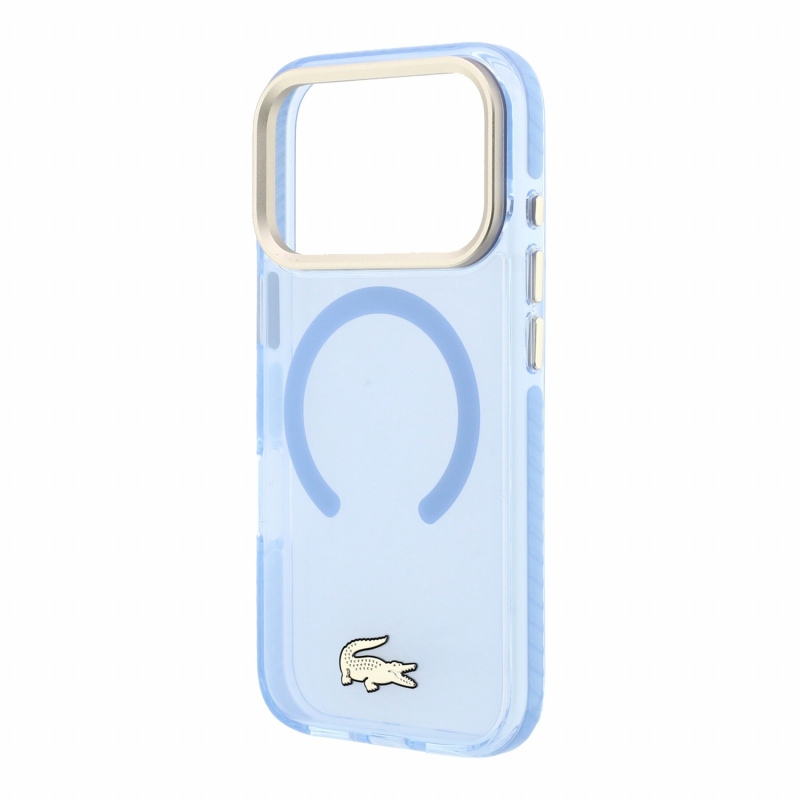 Lacoste IML Shockproof Petit Pique Gold Logo MagSafe Zadní Kryt pro iPhone 18 Pro Blue