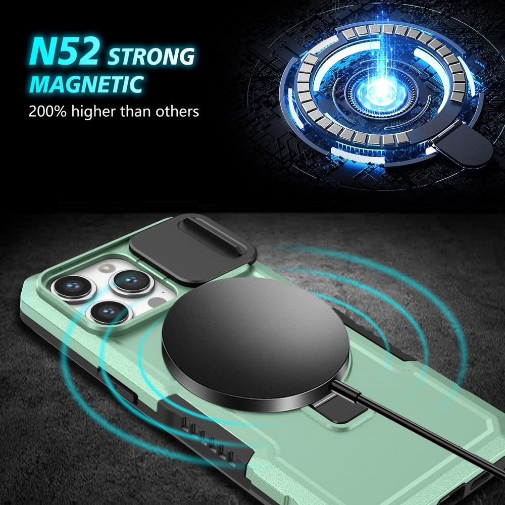 Military odolný kryt s MagSafe na iPhone 14 Pro Max - světlezelený