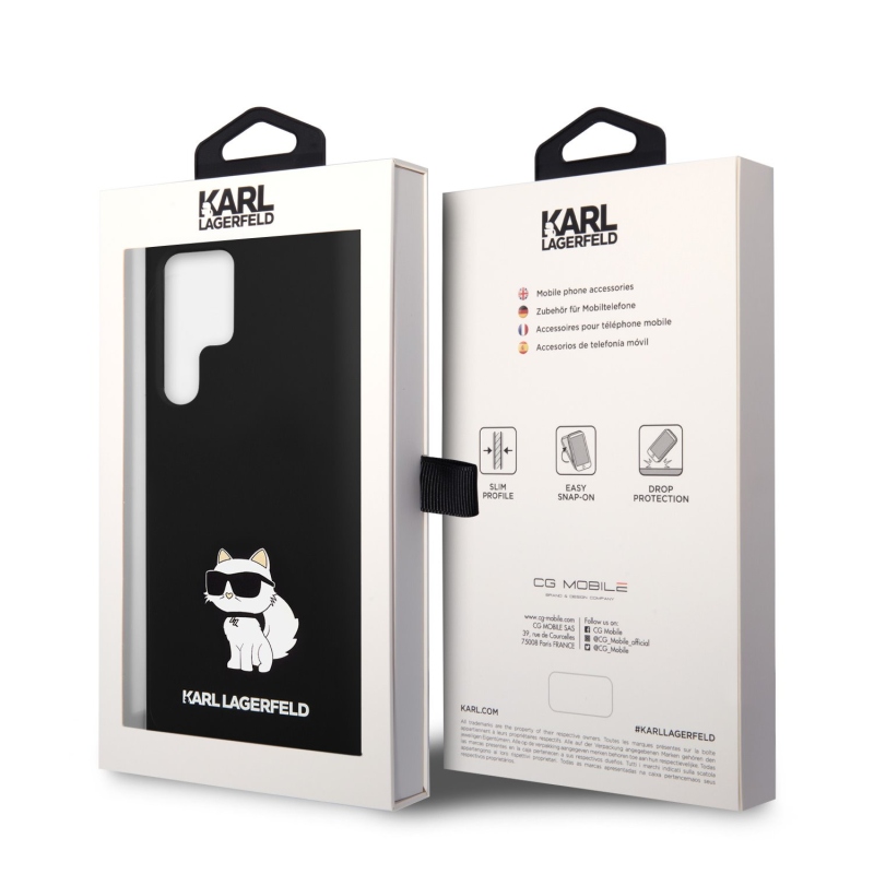 Karl Lagerfeld Liquid Silicone Choupette NFT Zadní Kryt pro Samsung Galaxy S23 Ultra Black