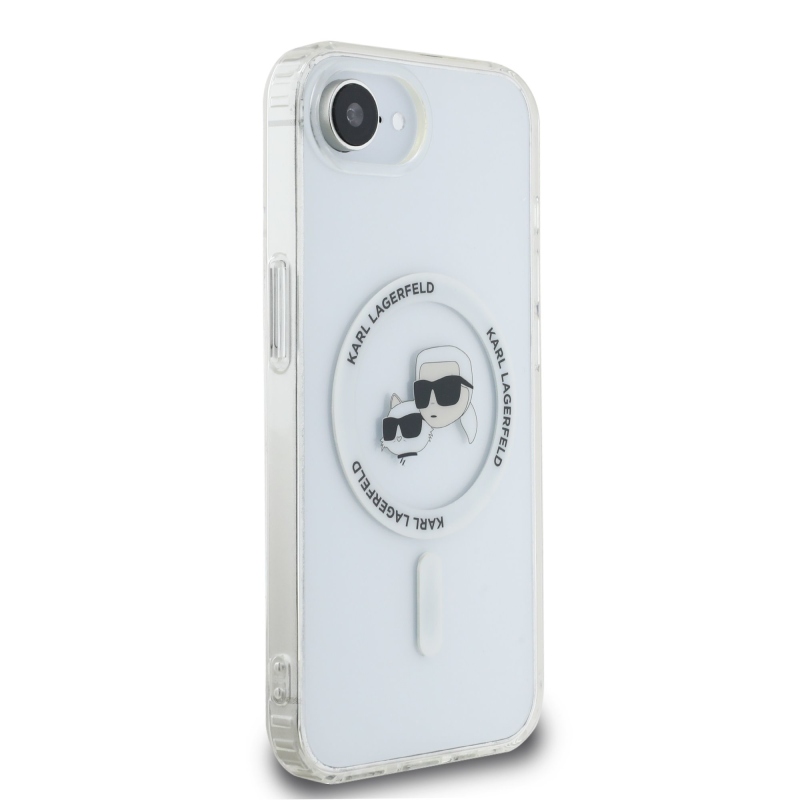 Karl Lagerfeld IML K&CH Heads Metal Frame MagSafe Zadní Kryt pro iPhone 16e Transparent