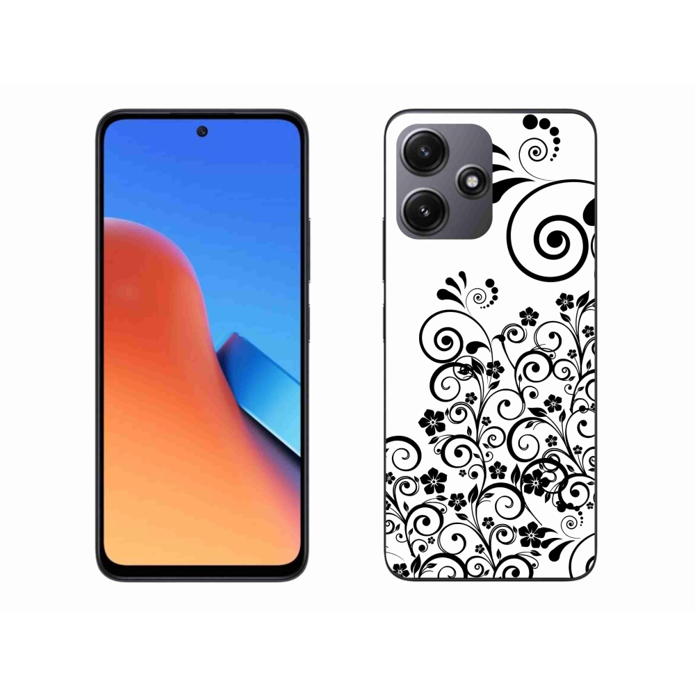 Gelový kryt mmCase na Xiaomi Redmi 12 5G - černobílé květinové vzory