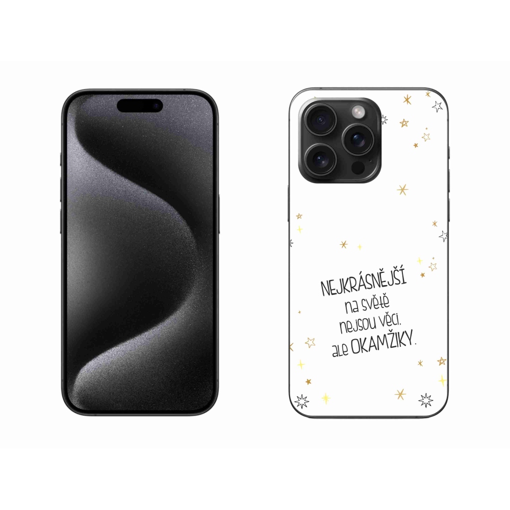 Gelový kryt mmCase na iPhone 15 Pro Max - citát 4 bílé pozadí