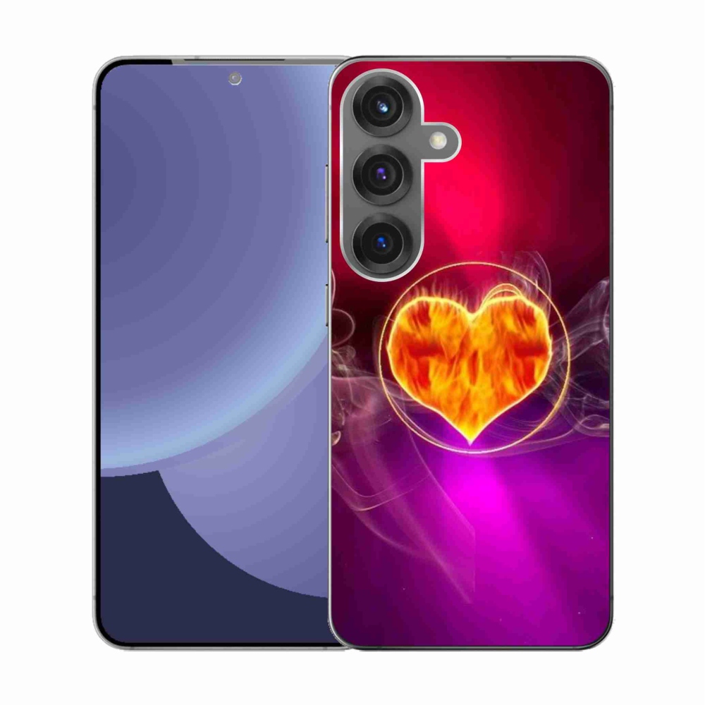 Gelový kryt mmCase na Samsung Galaxy S25 - ohnivé srdce
