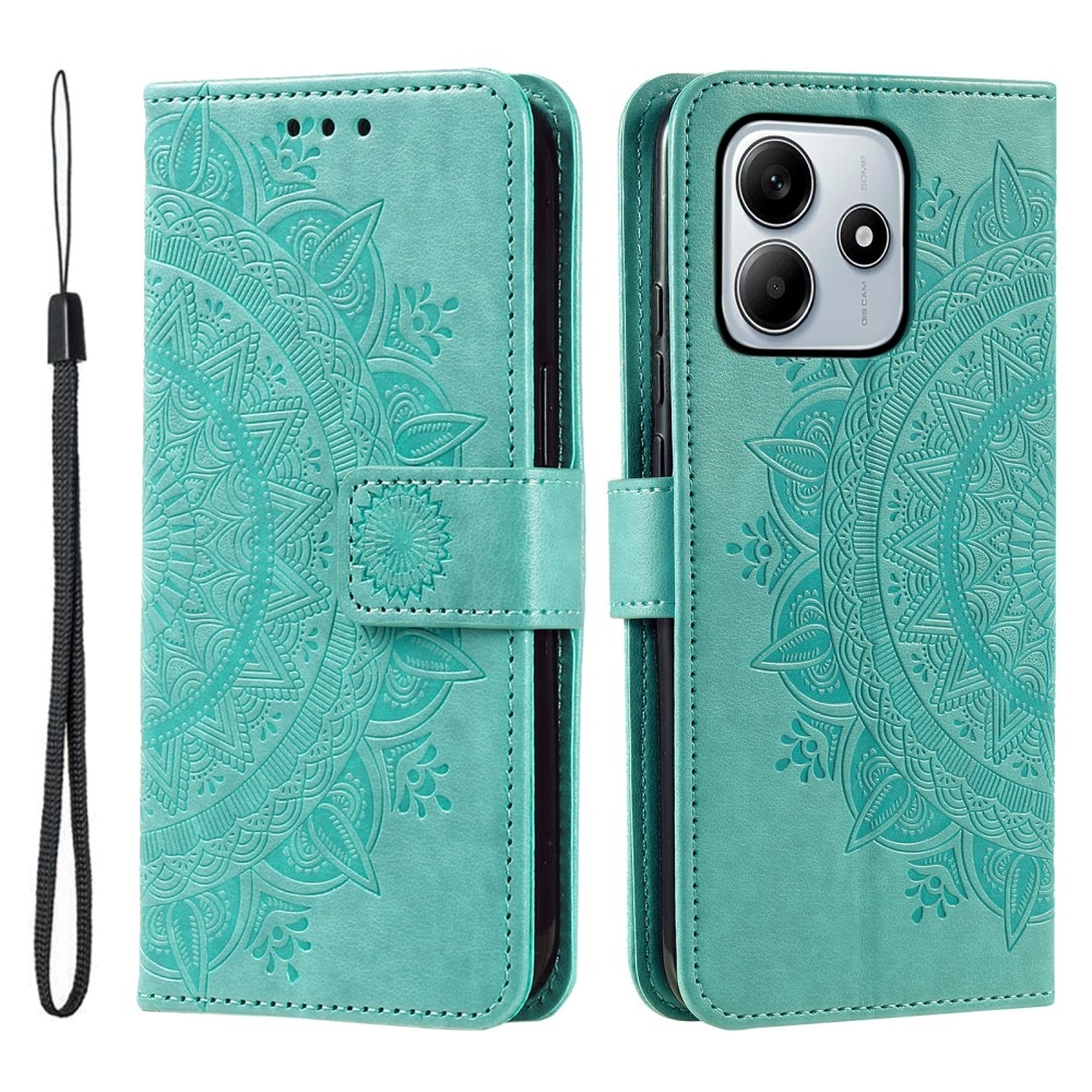 Mandala knížkové pouzdro na Xiaomi Redmi Note 14 5G - modrozelené