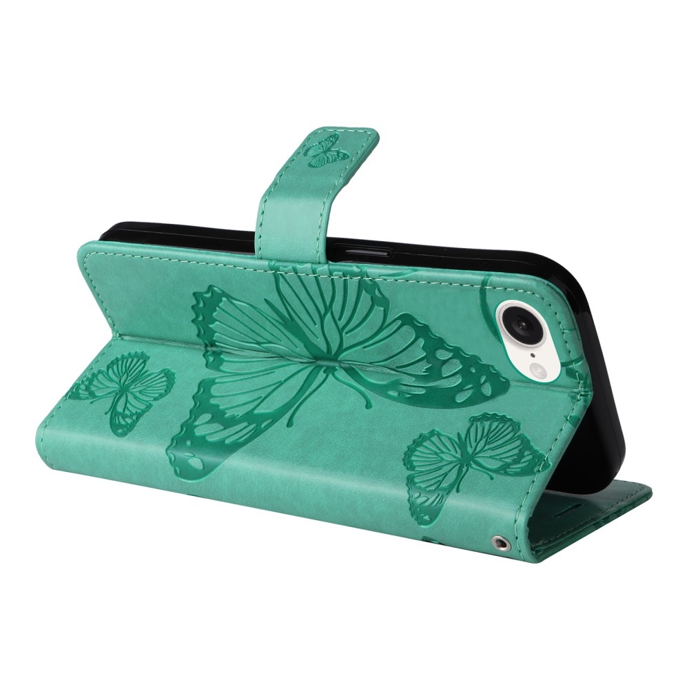 Big Butterfly knížkové pouzdro na iPhone 16e - modrozelené