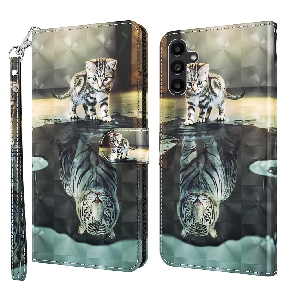Print knížkové pouzdro na Samsung Galaxy A05s - kočka a odraz tygra