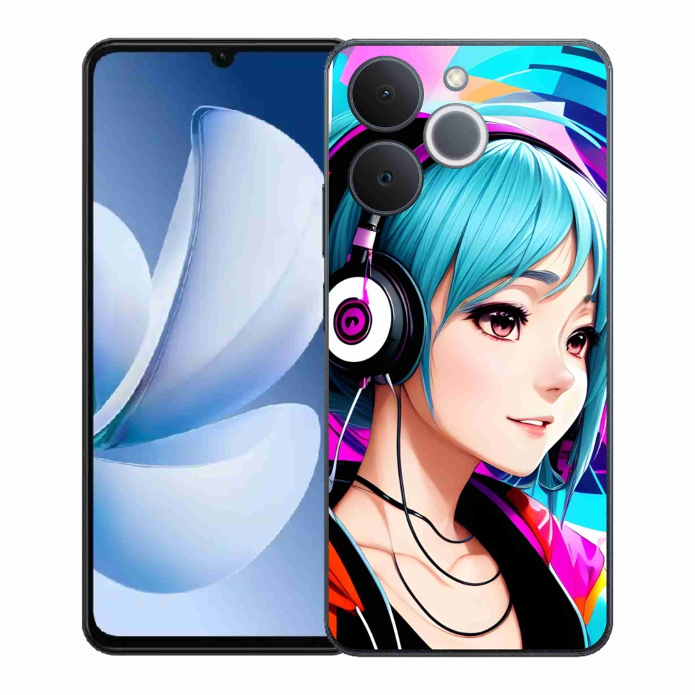 Gelový kryt mmCase na Realme Note 70T - dívka se sluchátky