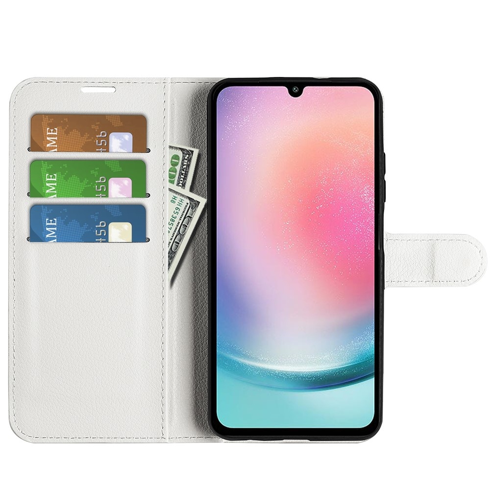 Litchi knížkové pouzdro na Samsung Galaxy A25 5G - bílé