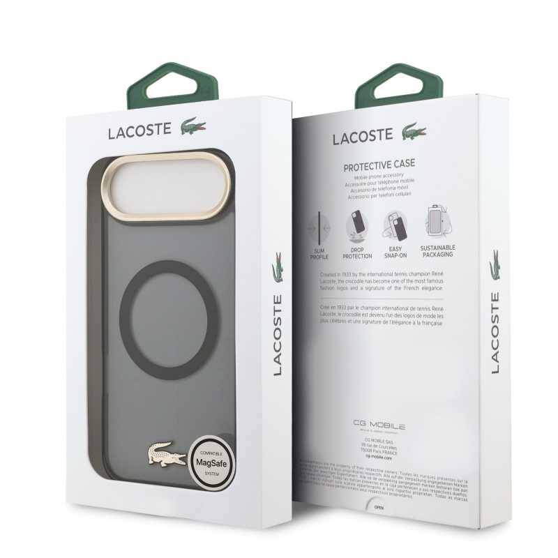 Lacoste PC/TPU Frosted Finish Gold Logo MagSafe Zadní Kryt pro iPhone Air Black