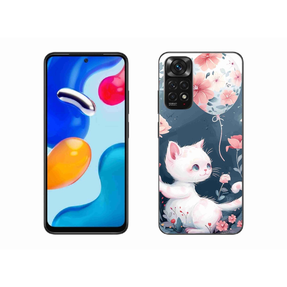 Gelový kryt mmCase na Xiaomi Redmi Note 11S 4G - kotě s balónkem