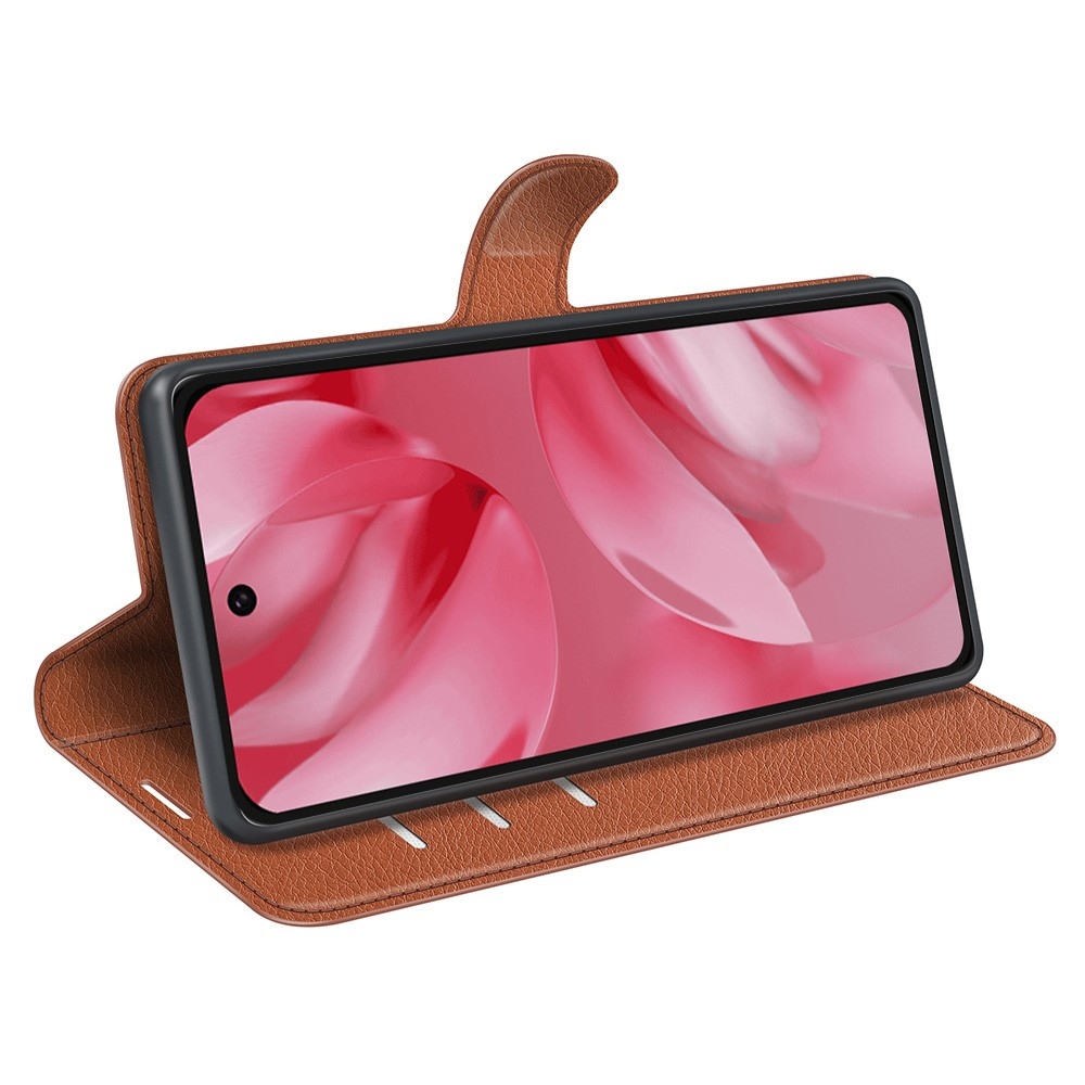 Litchi knížkové pouzdro na Google Pixel 10 - hnědé