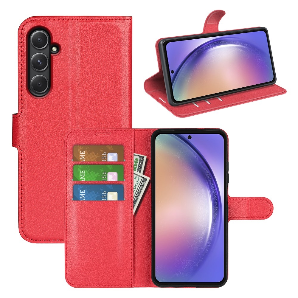 Litchi knížkové pouzdro na Samsung Galaxy A55 5G - červené
