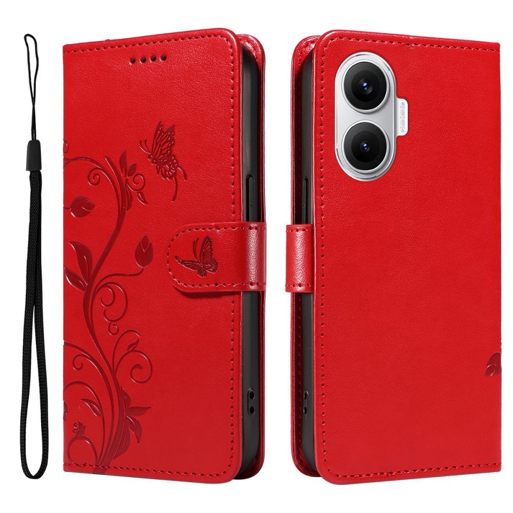 Flowers knížkové pouzdro na Xiaomi Poco F7 5G - červené