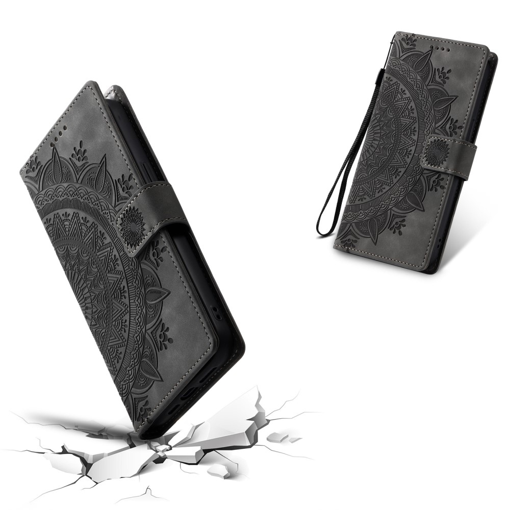 Mandalas knížkové pouzdro na Xiaomi Redmi Note 14 - šedé