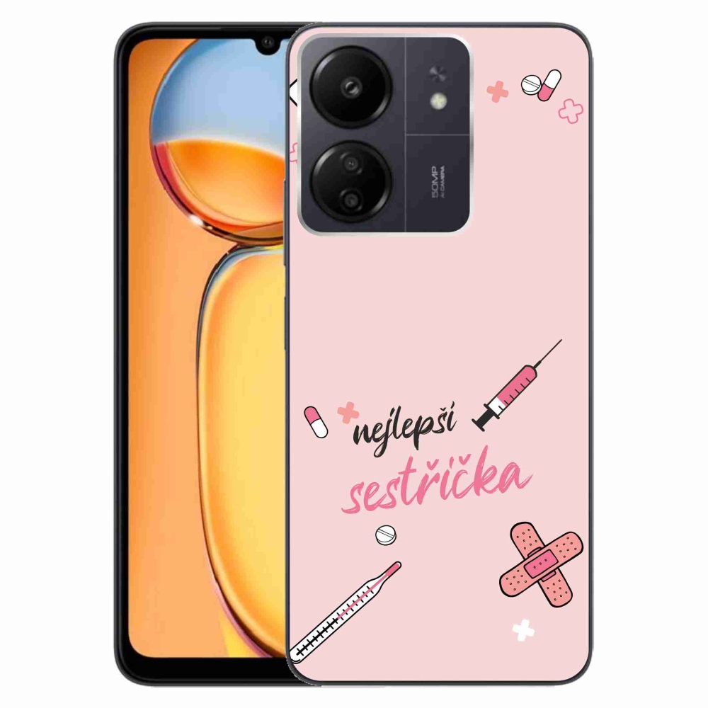 Gelový kryt mmCase na Xiaomi Poco C65/Redmi 13C - nejlepší sestřička růžové pozadí