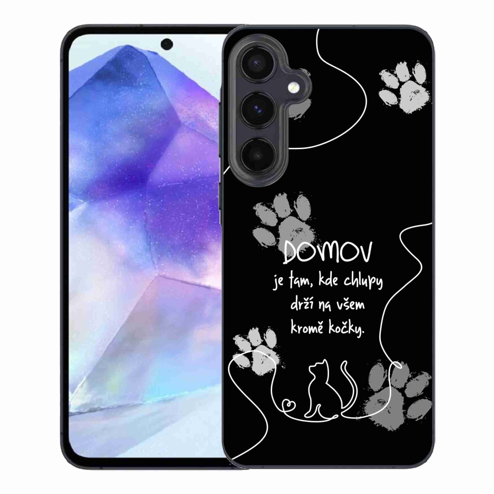 Gelový kryt mmCase na Samsung Galaxy A55 5G - kočičí motiv černé pozadí
