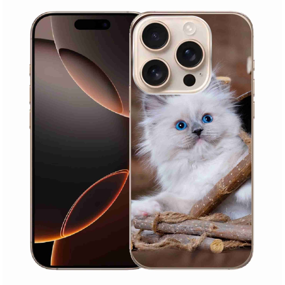 Gelový kryt mmCase na iPhone 16 Pro Max - bílé kotě