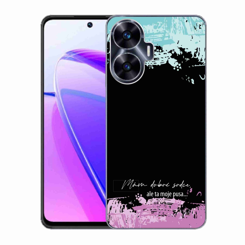 Gelový kryt mmCase na Realme C55 - vtipný text 3 černé pozadí