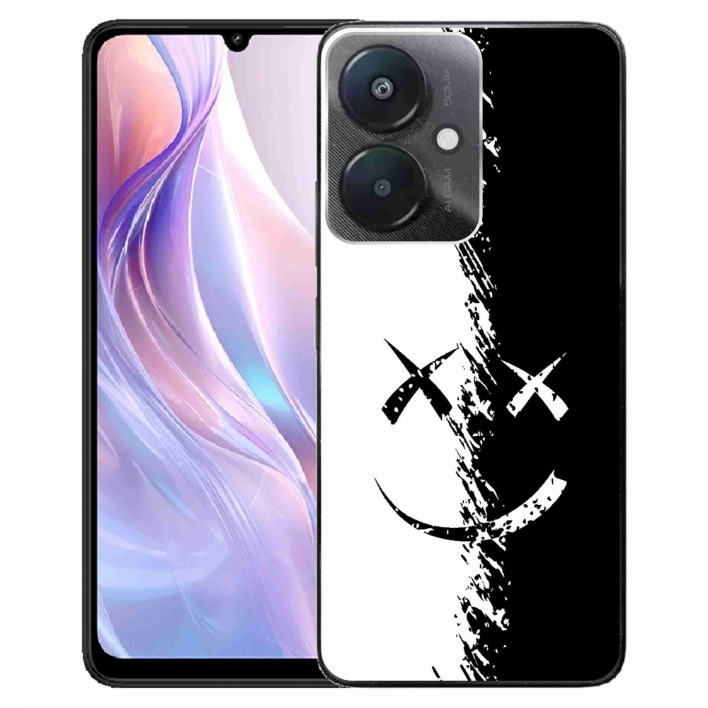 Gelový kryt mmCase na Xiaomi Redmi 13C 5G - černobílý smajlík
