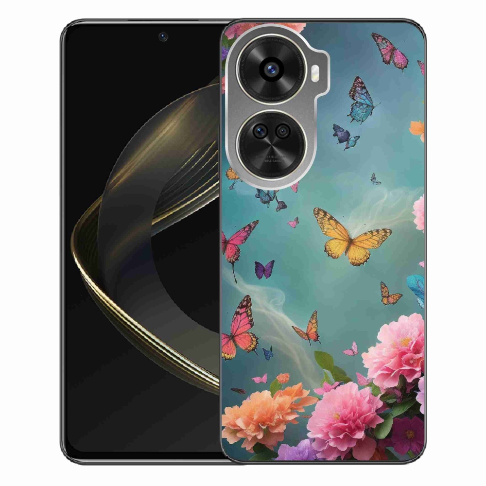 Gelový kryt mmCase na Huawei Nova 12 SE - barevné květy a motýli