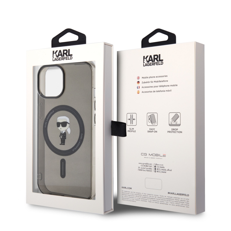 Karl Lagerfeld IML Ikonik MagSafe Zadní Kryt pro iPhone 15 Black