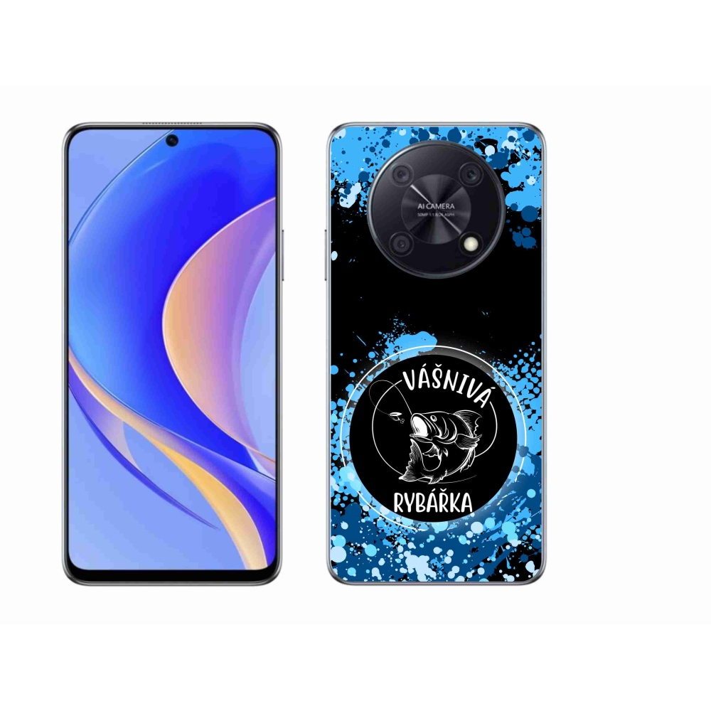 Gelový kryt mmCase na Huawei Nova Y90 - vášnivá rybářka černé pozadí