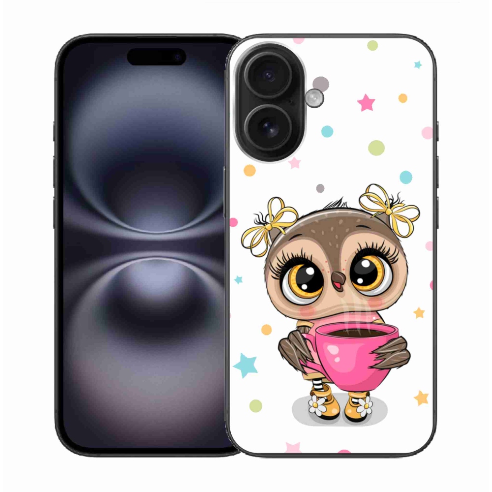 Gelový kryt mmCase na iPhone 16 - kreslená sovička