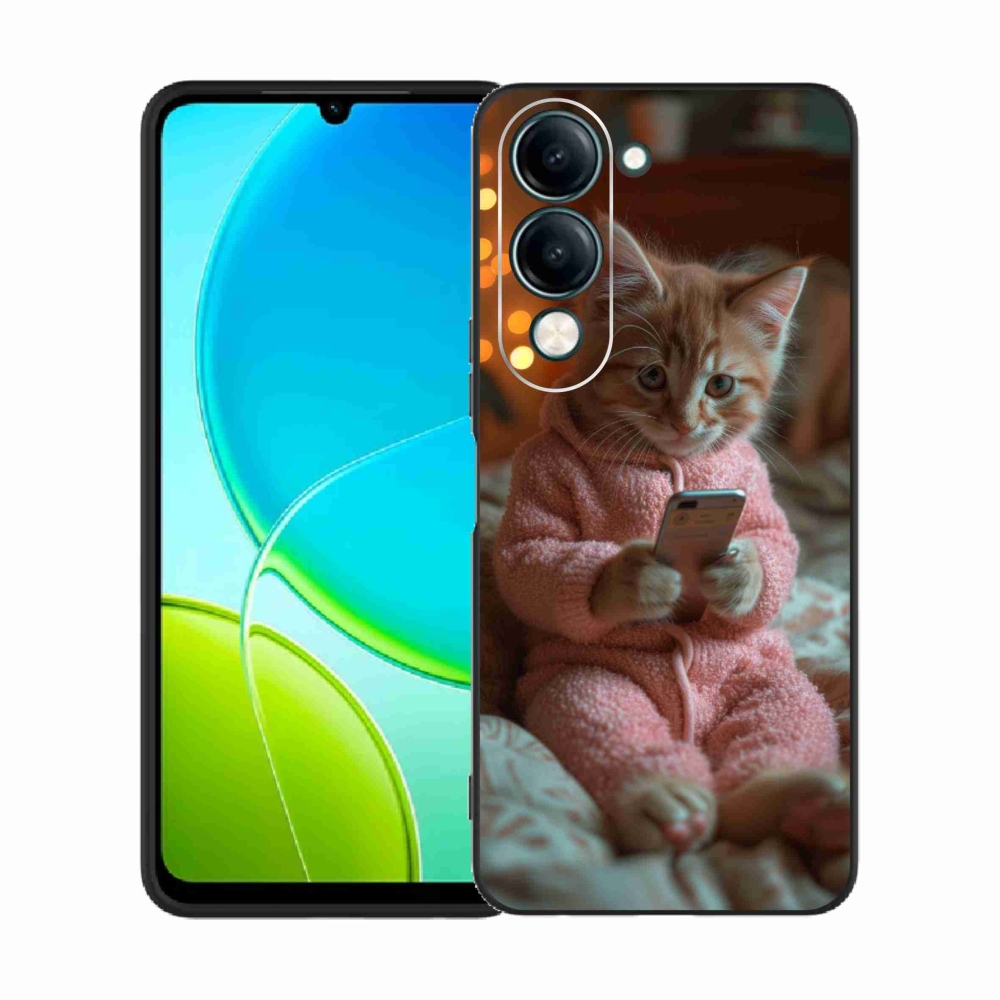 Gelový kryt mmCase na Vivo Y29s 5G - kotě s mobilem