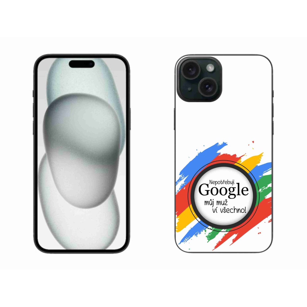 Gelový kryt mmCase na iPhone 15 Plus - muž ví všechno bílé pozadí