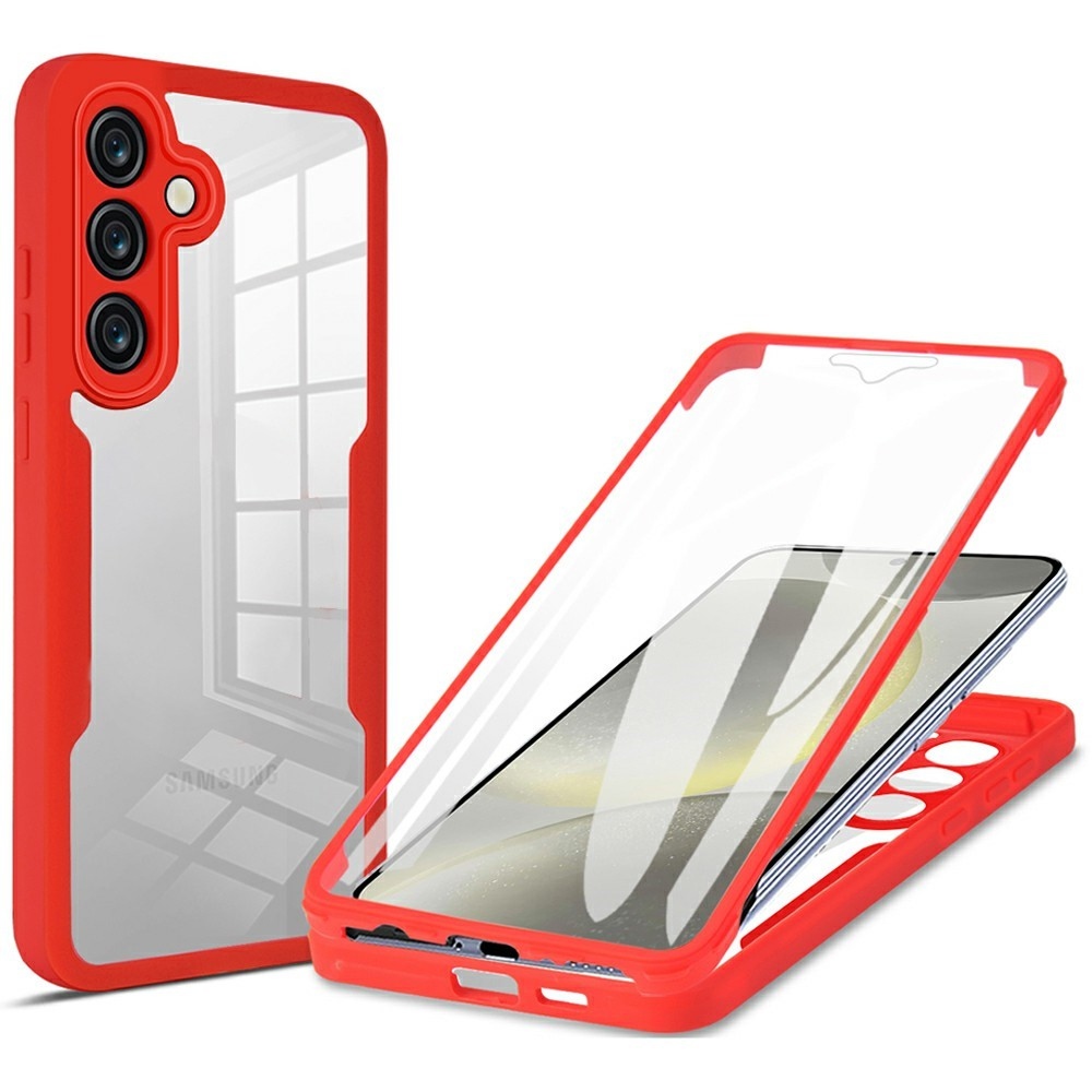 Acryl gelový obal s rámečkem pro ochranou displeje na Samsung Galaxy S25 FE - červený