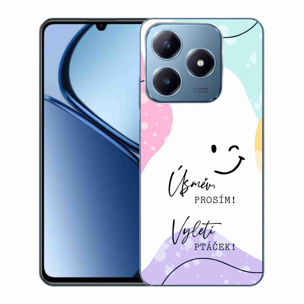 Gelový kryt mmCase na Realme C63 - vtipný text 4 bílé pozadí