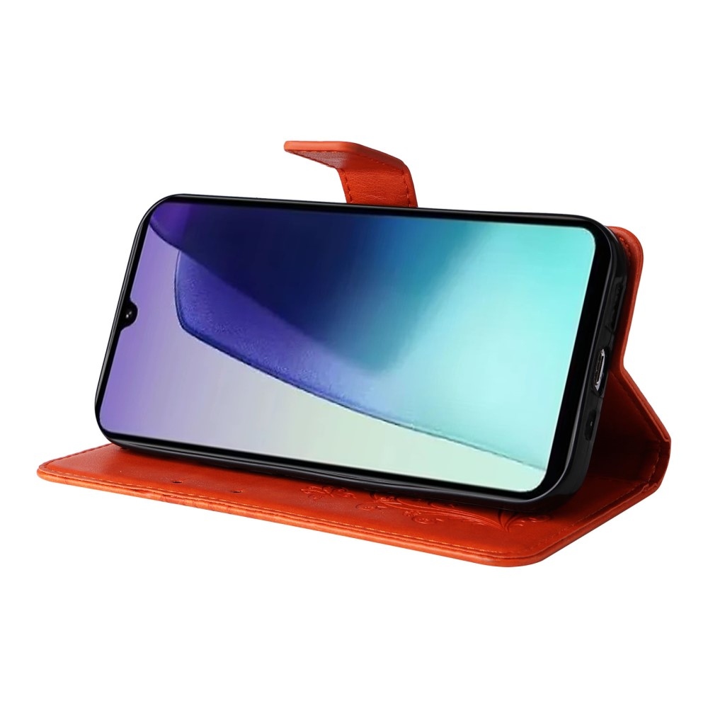Big Butterfly knížkové pouzdro na Xiaomi Redmi 14C/Poco C75 - oranžové