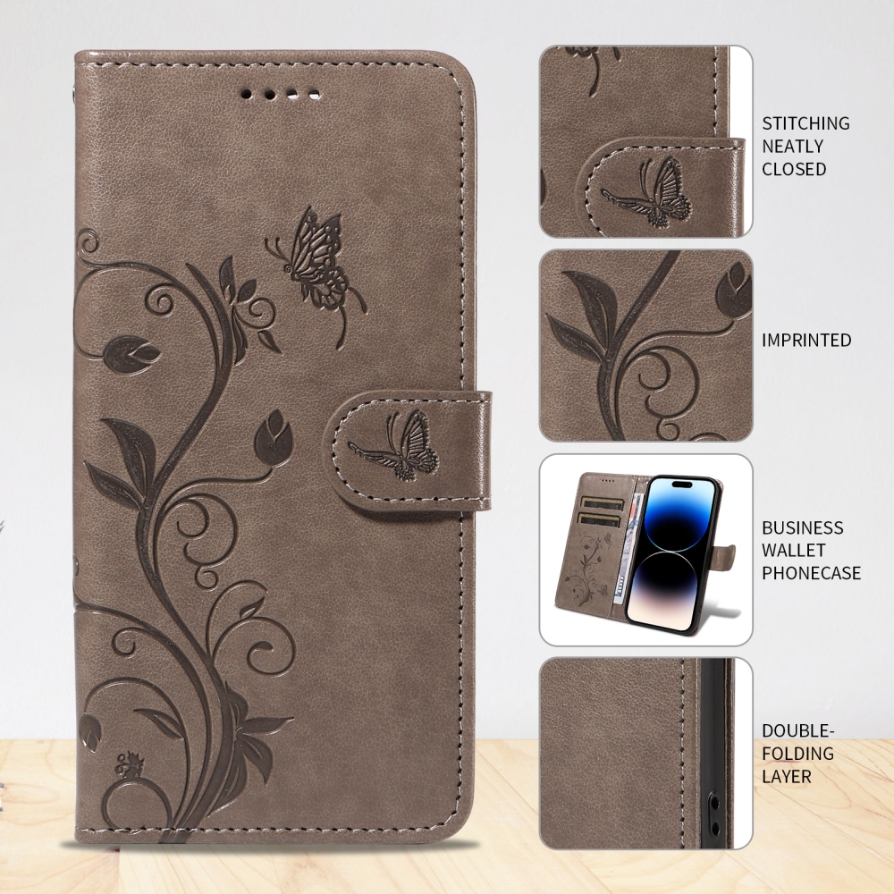 Flowers knížkové pouzdro na Xiaomi Poco F7 5G - šedé
